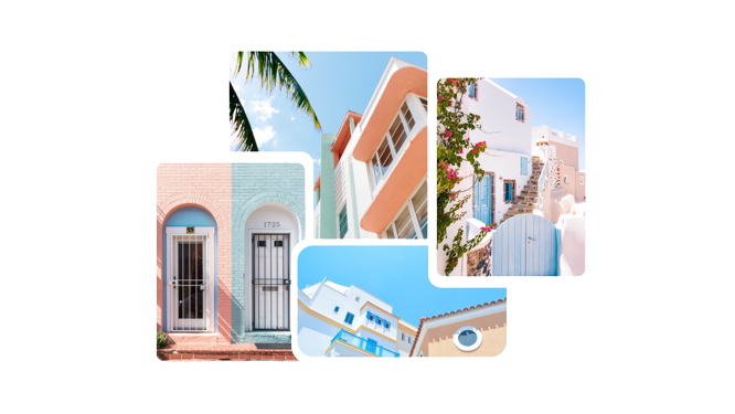 a photo collage of world's destinations