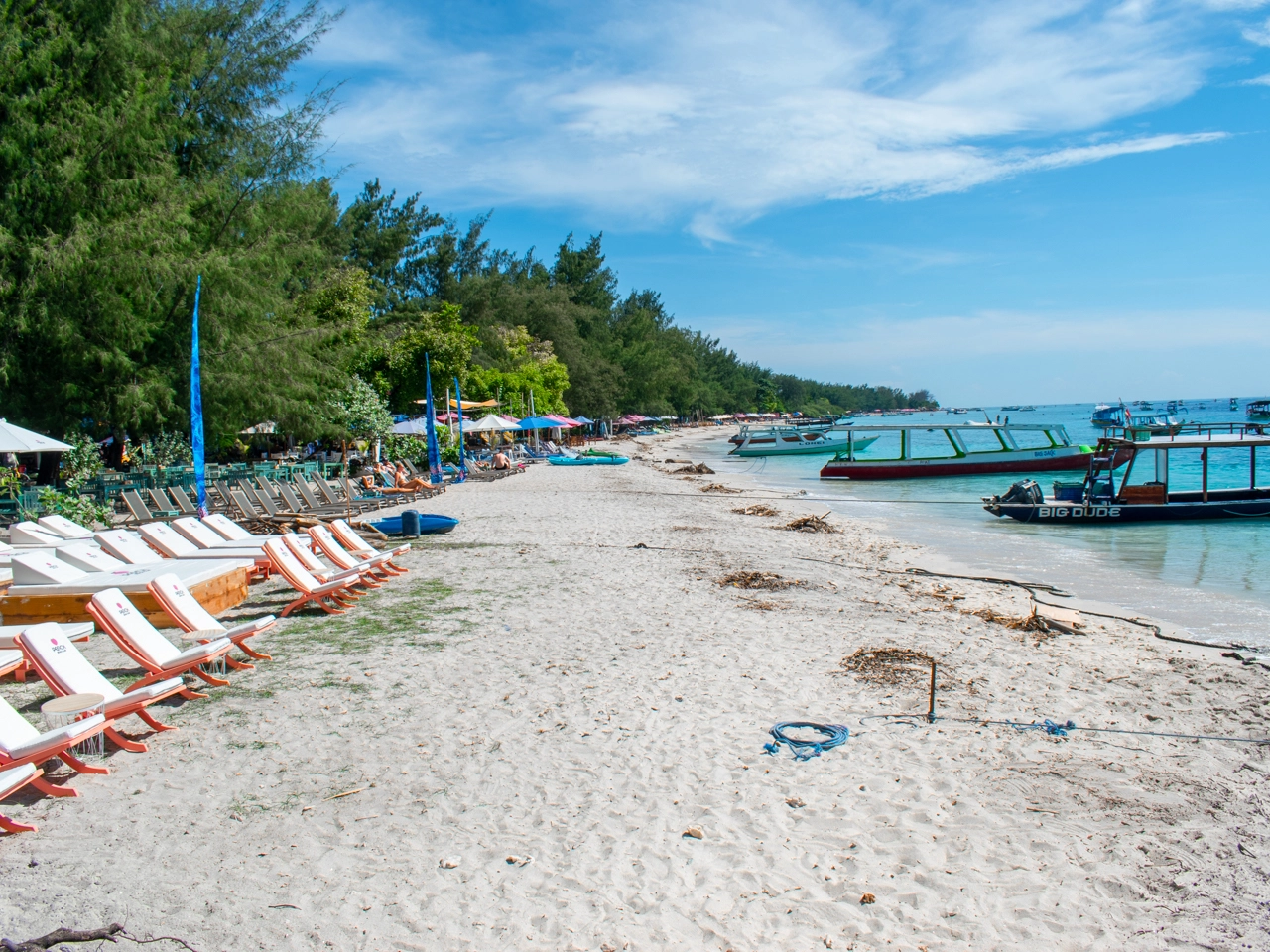 seating area of the east beach 2 on gili trawangan