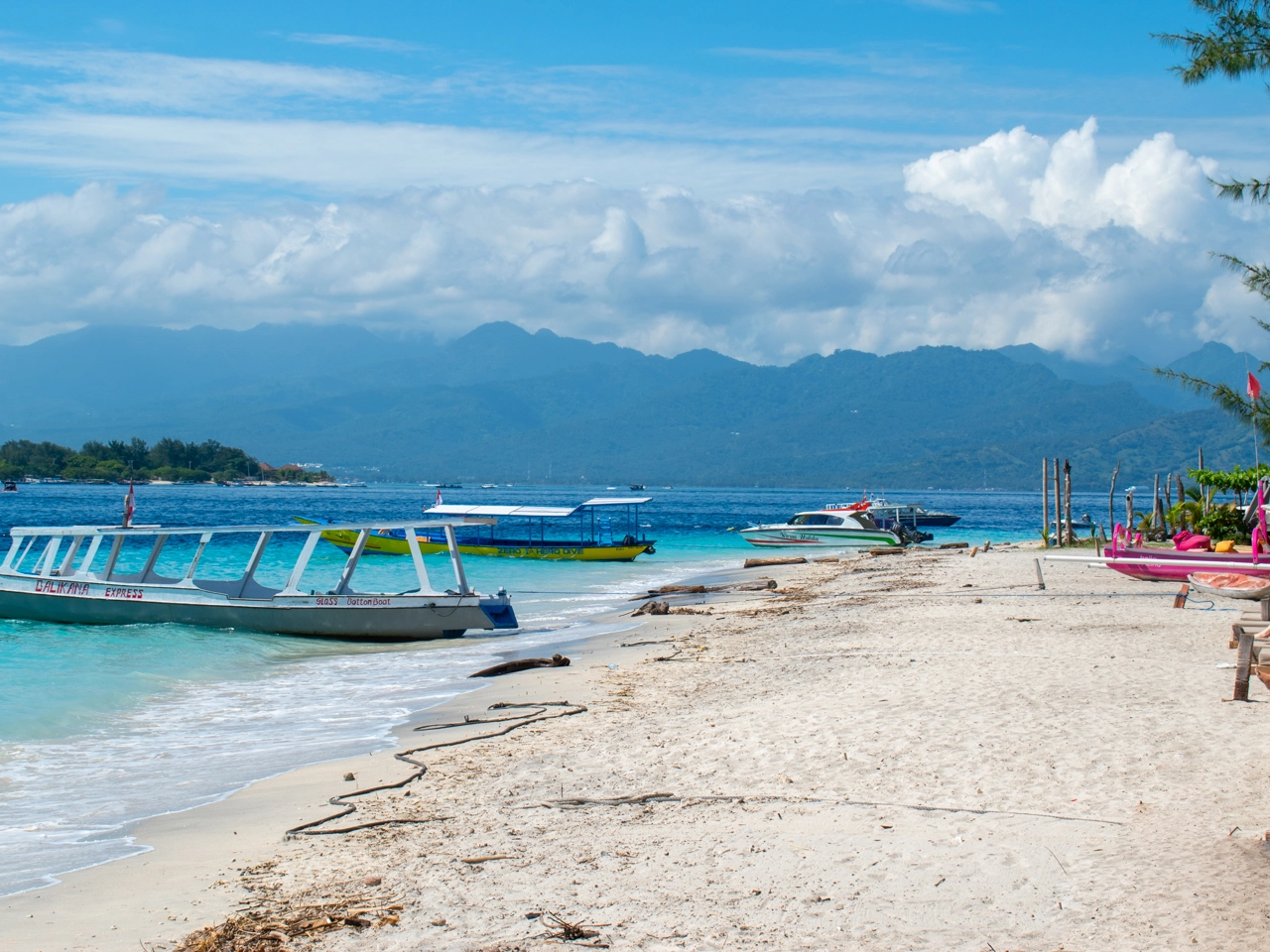 wide white sand at east beach 2 on gili trawangan