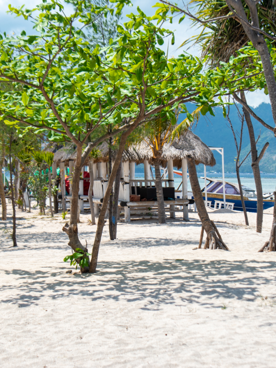 white sand beach on gili air