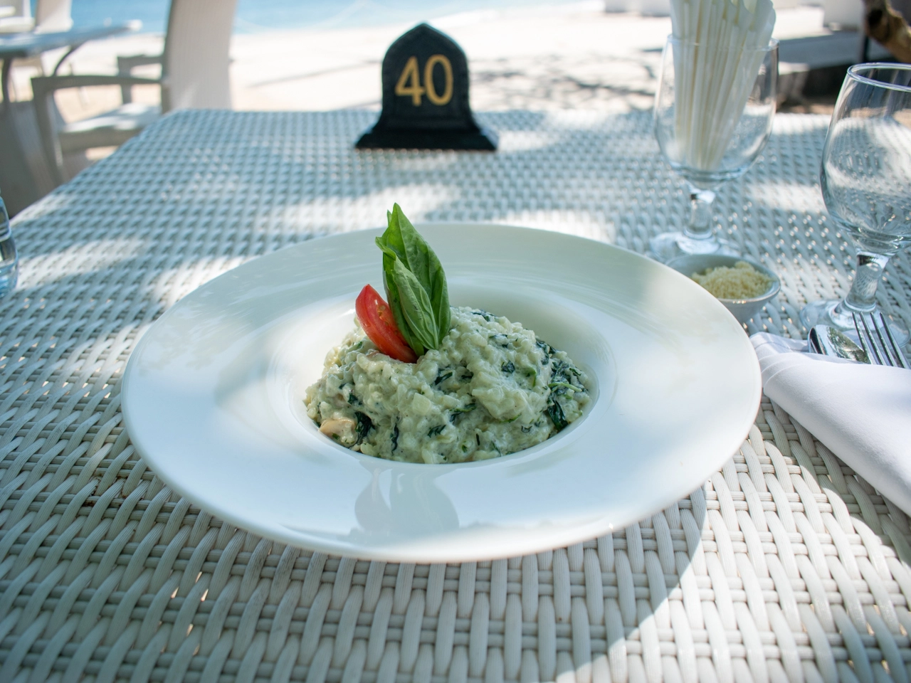 risotto on a white table on gili trawangan