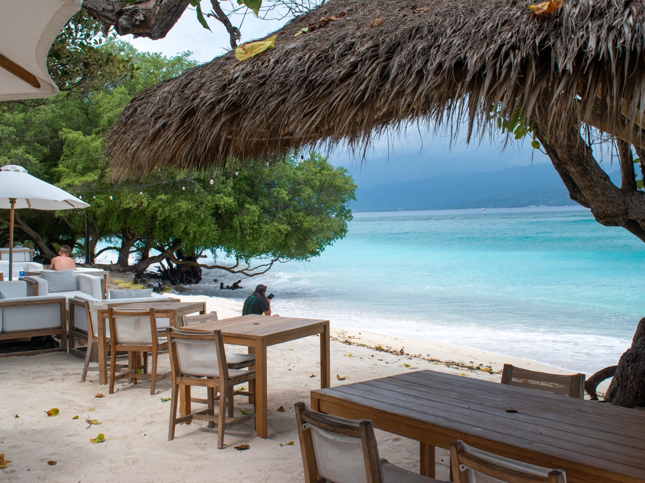 seating area on gili trawangan south beach 3