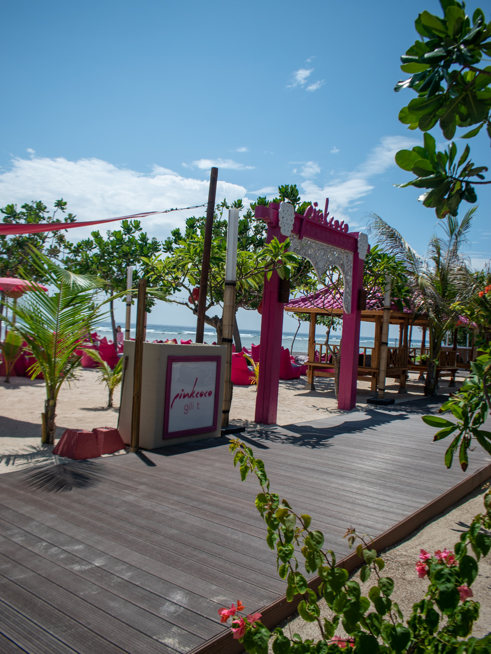 pink coco beacfront restaurant on the west side of gili trawangan