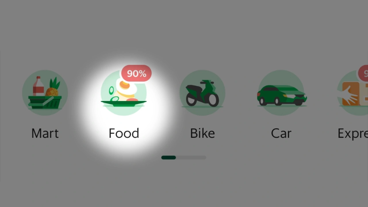 ordering food online via grab app in ubud